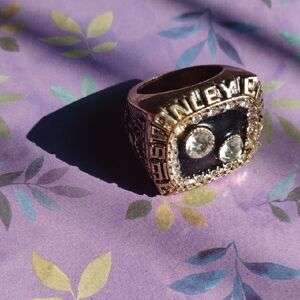 Gold and Black Stanley Ring with Crystals
